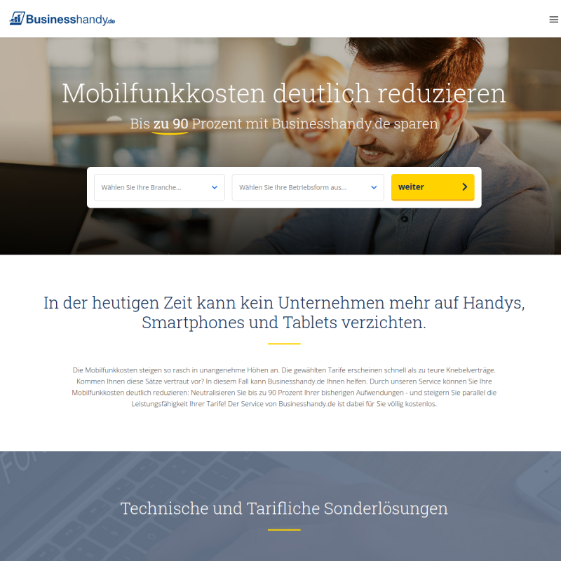 Mobilfunkkosten deutlich reduzieren - Jetzt bei Businesshandy.de !